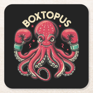 Boxing Octopus - Boxtopus Square Paper Coaster