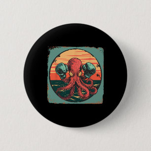 Boxing Octopus Lover Ocean Sea Creature Boxer Kick 6 Cm Round Badge