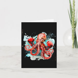 Boxing Octopus Lover Ocean Sea Creature Boxer Kick Card