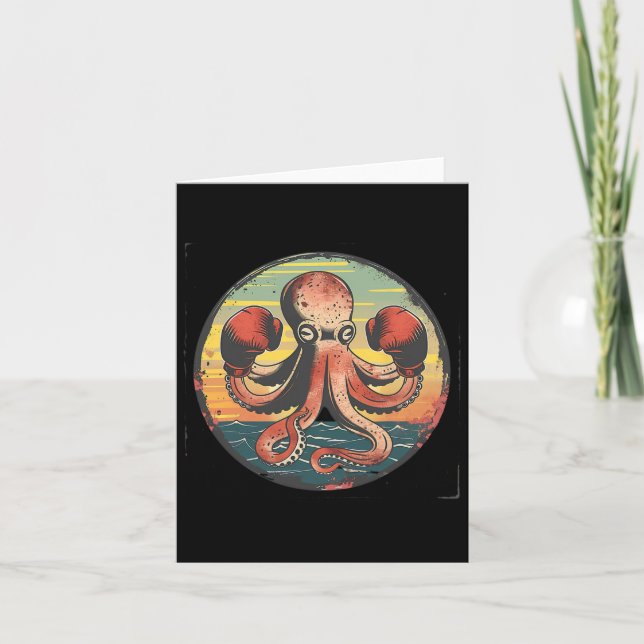 Boxing Octopus Lover Ocean Sea Creature Boxer Kick Card (Front)