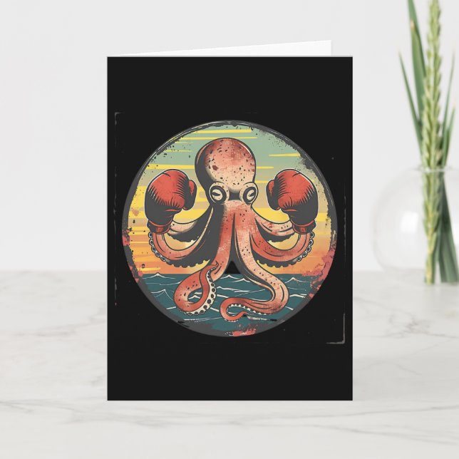 Boxing Octopus Lover Ocean Sea Creature Boxer Kick Card (Front)