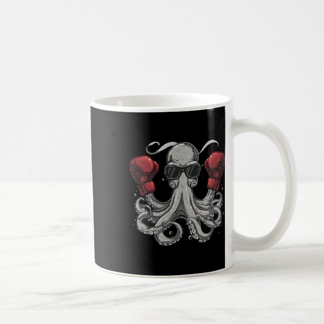 Boxing Octopus Lover Ocean Sea Creature Boxer Kick Coffee Mug (Right)