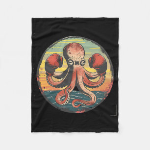 Boxing Octopus Lover Ocean Sea Creature Boxer Kick Fleece Blanket