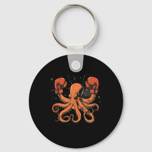 Boxing Octopus Lover Ocean Sea Creature Boxer Kick Key Ring
