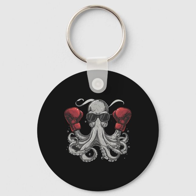 Boxing Octopus Lover Ocean Sea Creature Boxer Kick Key Ring (Front)