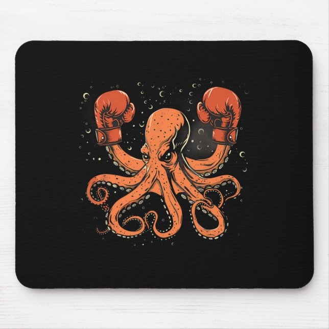Boxing Octopus Lover Ocean Sea Creature Boxer Kick Mouse Pad (Front)