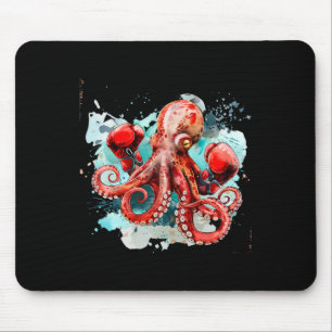 Boxing Octopus Lover Ocean Sea Creature Boxer Kick Mouse Pad