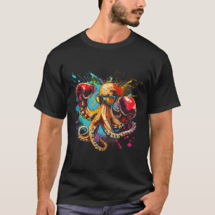 Boxing Octopus Lover Ocean Sea Creature Boxer Kick T-Shirt