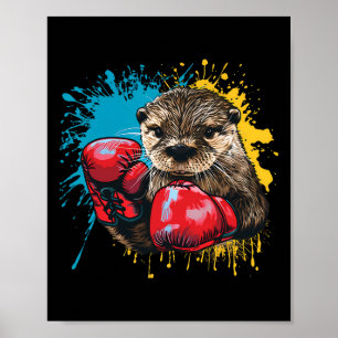 Boxing Otter Lover Boxing Gloves Kickboxing Funny Poster