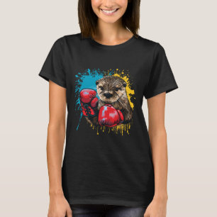 Boxing Otter Lover Boxing Gloves Kickboxing Funny  T-Shirt