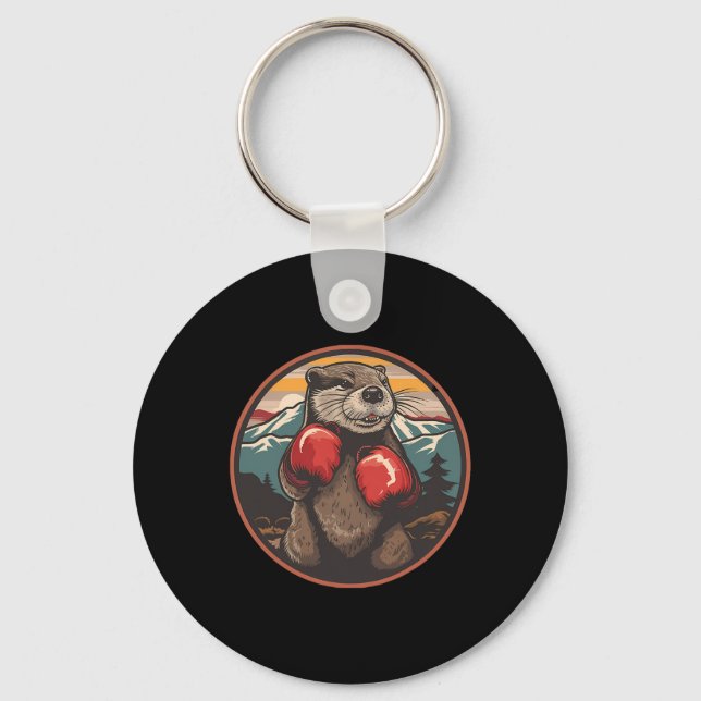 Boxing Otter With Boxing Gloves Kickboxing Funny B Key Ring (Front)