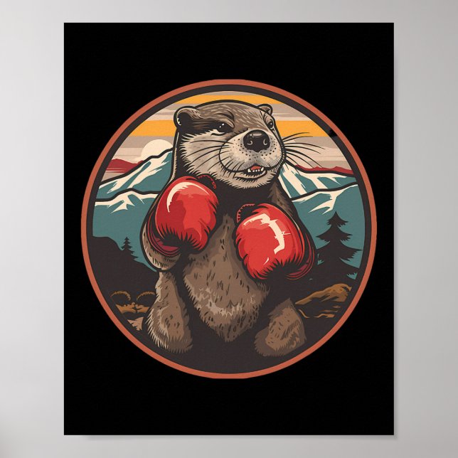 Boxing Otter With Boxing Gloves Kickboxing Funny B Poster (Front)