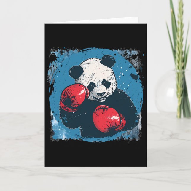 Boxing Panda Lover Boxing Gloves Kickboxing Funny  Card (Front)