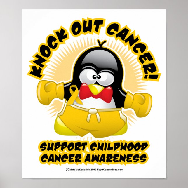 Boxing Penguin Childhood Cancer Poster (Front)