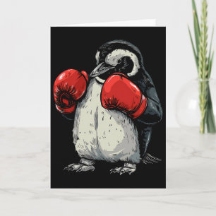 Boxing Penguin With Boxing Gloves Kickboxing Funny Card