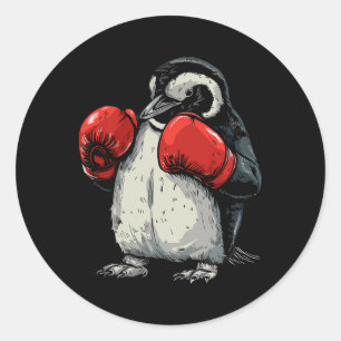 Boxing Penguin With Boxing Gloves Kickboxing Funny Classic Round Sticker