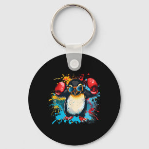 Boxing Penguin With Boxing Gloves Kickboxing Funny Key Ring