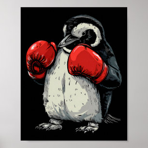 Boxing Penguin With Boxing Gloves Kickboxing Funny Poster