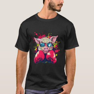 Boxing Pig Lover Boxing Gloves Kickboxing Funny Bo T-Shirt