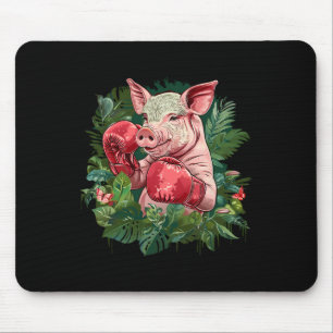 Boxing Pig With Boxing Gloves Kickboxing Funny Box Mouse Pad