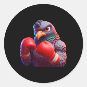 Boxing Pigeon Boxer Kickboxer Mma Fighter Combat S Classic Round Sticker