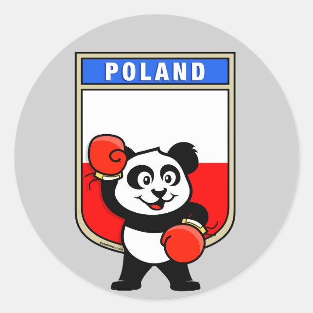 Boxing Poland Panda Classic Round Sticker (Front)