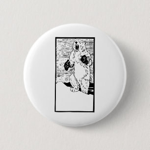 Boxing Polar Bear Fighting Global Warming Funny  6 Cm Round Badge