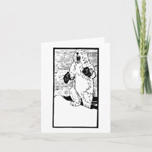 Boxing Polar Bear Fighting Global Warming Funny Card