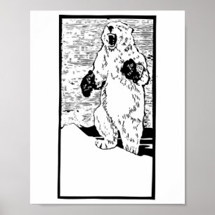 Boxing Polar Bear Fighting Global Warming Funny  Poster