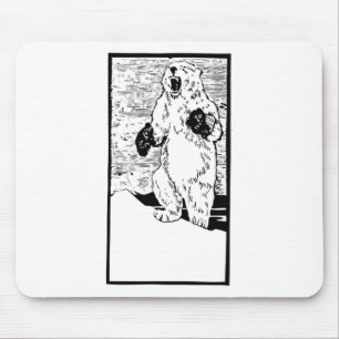 Boxing Polar Bear Fighting Glol Warming Funny Mouse Pad