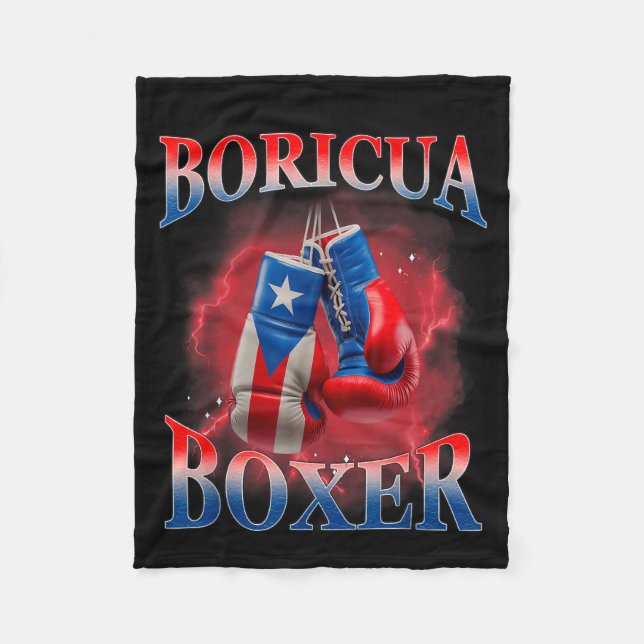 Boxing Puerto Rico Boricua Boxer Puerto Rican  Fleece Blanket (Front)