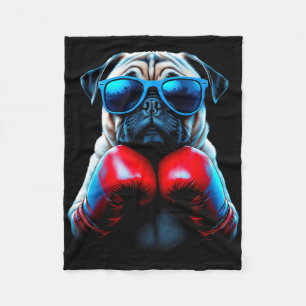 Boxing Pug Dog Kickboxing Cool Fleece Blanket