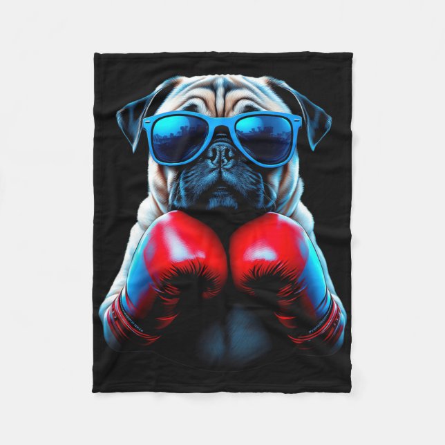 Boxing Pug Dog Kickboxing Cool  Fleece Blanket (Front)