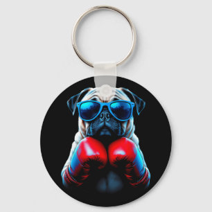 Boxing Pug Dog Kickboxing Cool Key Ring
