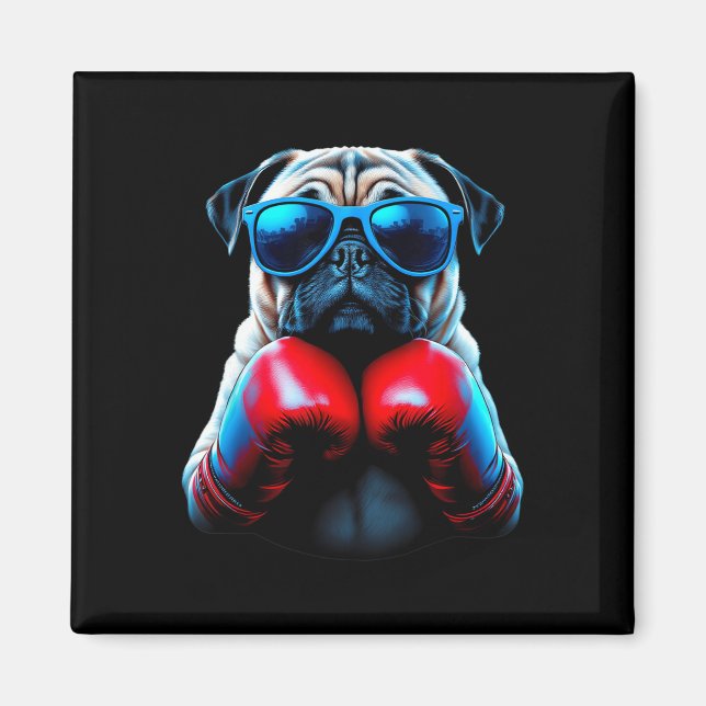 Boxing Pug Dog Kickboxing Cool  Magnet (Front)