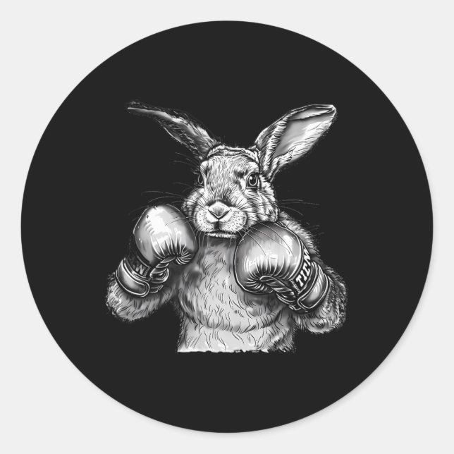 Boxing Rabbit Boxing Gloves Kickboxing Funny Boxer Classic Round Sticker (Front)