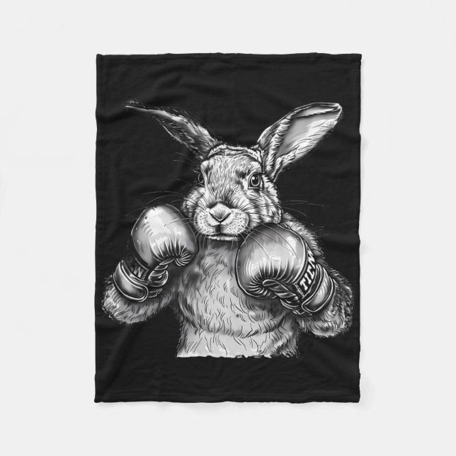 Boxing Rabbit Boxing Gloves Kickboxing Funny Boxer Fleece Blanket (Front)