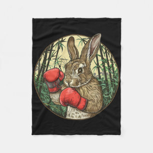 Boxing Rabbit Boxing Gloves Kickboxing Funny Boxer Fleece Blanket