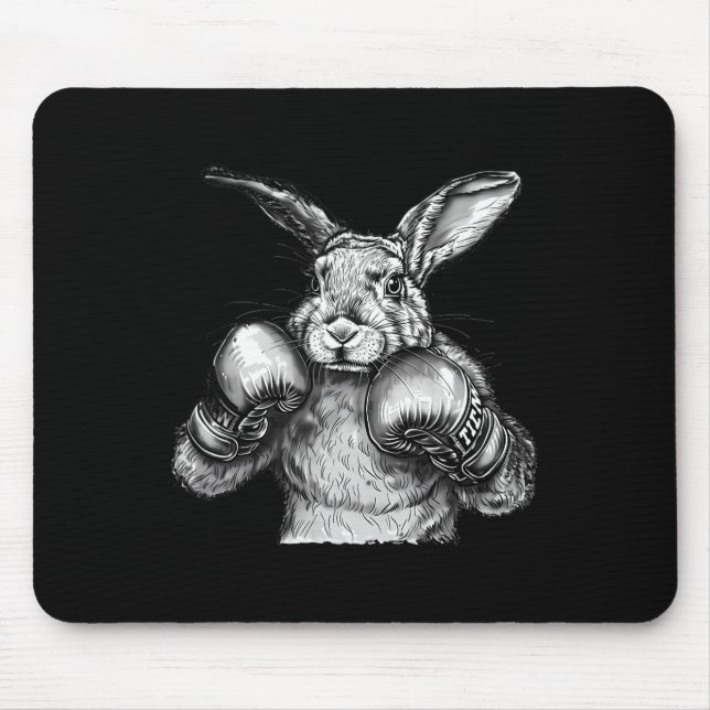 Boxing Rabbit Boxing Gloves Kickboxing Funny Boxer Mouse Pad (Front)