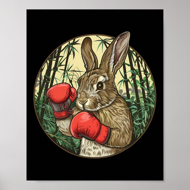 Boxing Rabbit Boxing Gloves Kickboxing Funny Boxer Poster (Front)