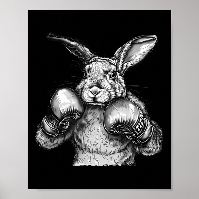 Boxing Rabbit Boxing Gloves Kickboxing Funny Boxer Poster (Front)