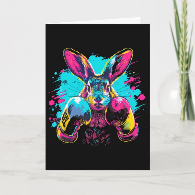 Boxing Rabbit With Boxing Gloves Kickboxing Funny  Card (Front)