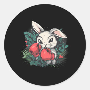 Boxing Rabbit With Boxing Gloves Kickboxing Funny Classic Round Sticker