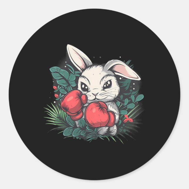 Boxing Rabbit With Boxing Gloves Kickboxing Funny  Classic Round Sticker (Front)