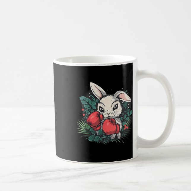 Boxing Rabbit With Boxing Gloves Kickboxing Funny  Coffee Mug (Right)