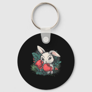 Boxing Rabbit With Boxing Gloves Kickboxing Funny Key Ring