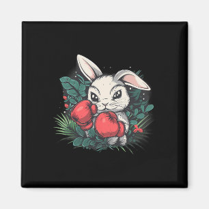 Boxing Rabbit With Boxing Gloves Kickboxing Funny Magnet