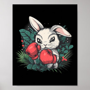 Boxing Rabbit With Boxing Gloves Kickboxing Funny  Poster