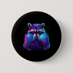 Boxing Raccoon With Boxing Gloves Kickboxing Funny 6 Cm Round Badge