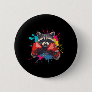 Boxing Raccoon With Boxing Gloves Kickboxing Funny 6 Cm Round Badge